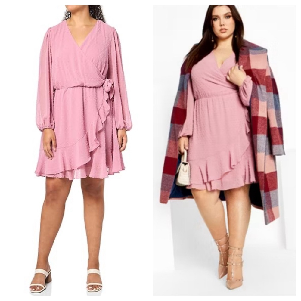 City Chic Dobby Ruffles Dress - musk